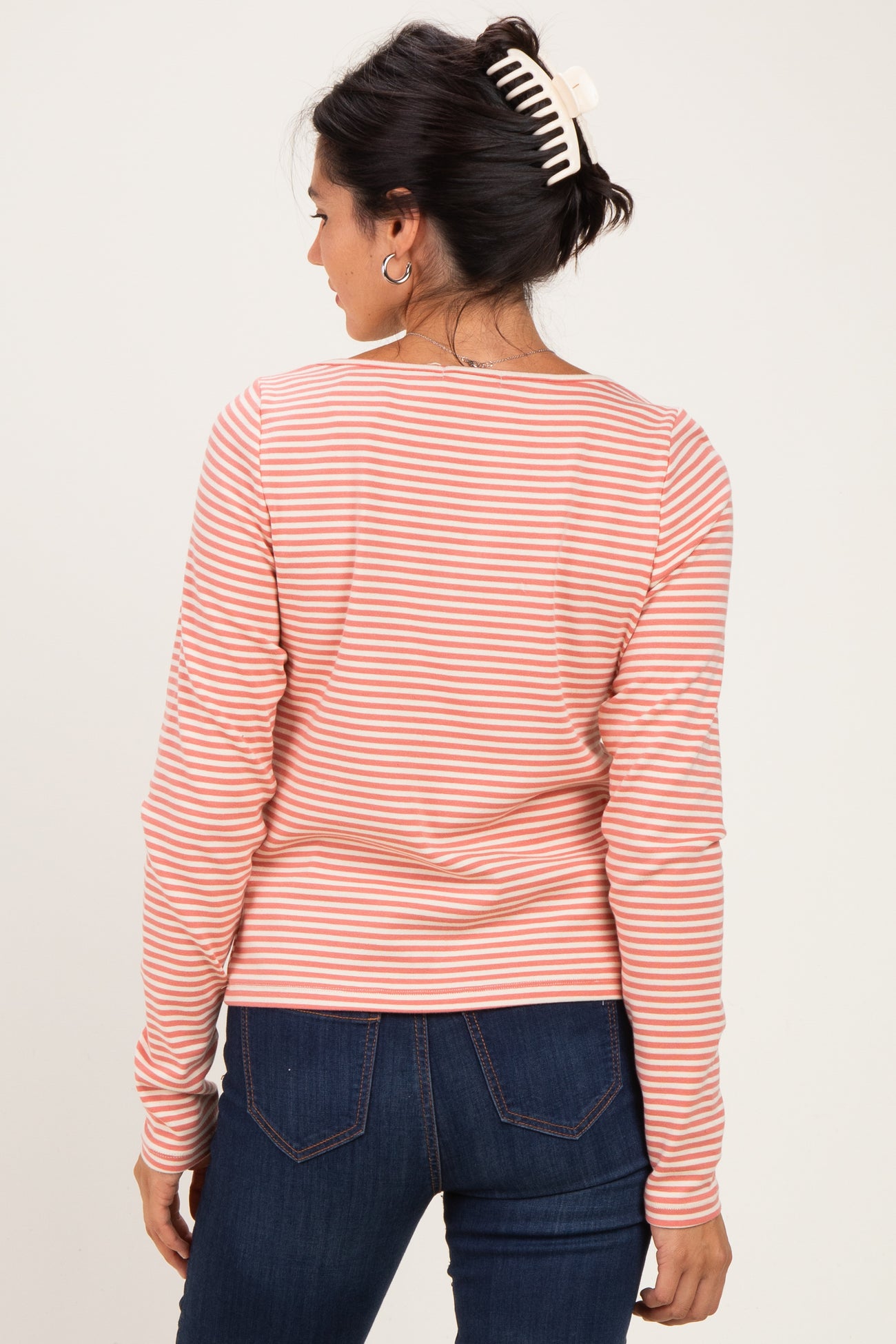 Ginger Striped Button Henley Top