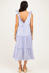 Lavender Tiered Shoulder Tie Midi Dress