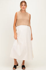 Mocha/ Cream Sleeveless Sweater Top Colorblock Maternity Midi Dress