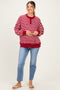 Maroon Striped Oversized Maternity Button Sweatshirt