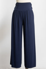 Navy Wide Waist Band Maternity Wide Leg Pants