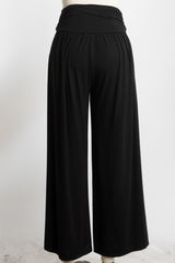 Black Wide Waist Band Maternity Wide Leg Pants