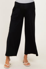 Black Wide Waist Band Maternity Wide Leg Maternity Pants