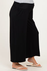 Black Wide Waist Band Maternity Wide Leg Maternity Pants