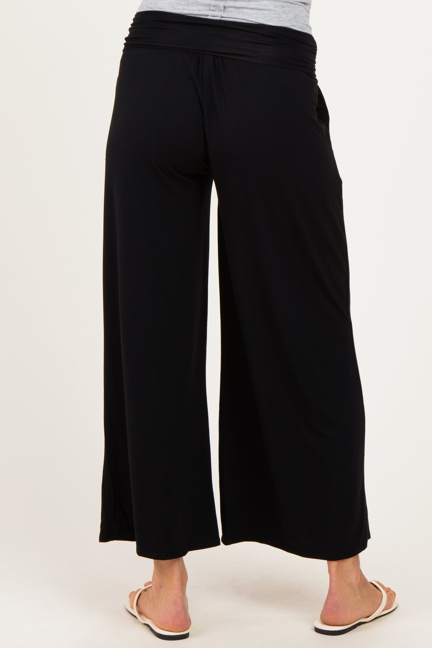 Black Wide Waist Band Maternity Wide Leg Maternity Pants