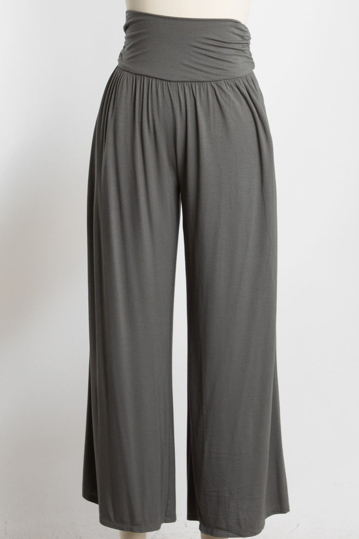 Gunmetal Wide Waist Band Maternity Wide Leg Maternity Pants