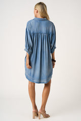 Light Denim Chambray Dolman Sleeve Shirt Dress