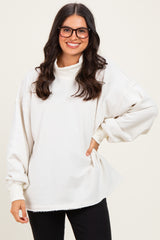 Clean Ivory Washed Oversized Mock Neck Maternity Sweatshirt