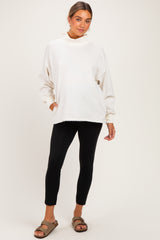 Clean Ivory Washed Oversized Mock Neck Maternity Sweatshirt
