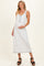 Off White Floral Textured Two Tone Rib Button Front Square Neck