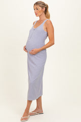 Lavender Cable Knit Sleeveless Maternity Midi Dress