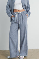 Blue Multi Drawstring Checkered Pants