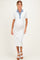 Off White Denim Contrast Collar Maternity Knit Midi Dress