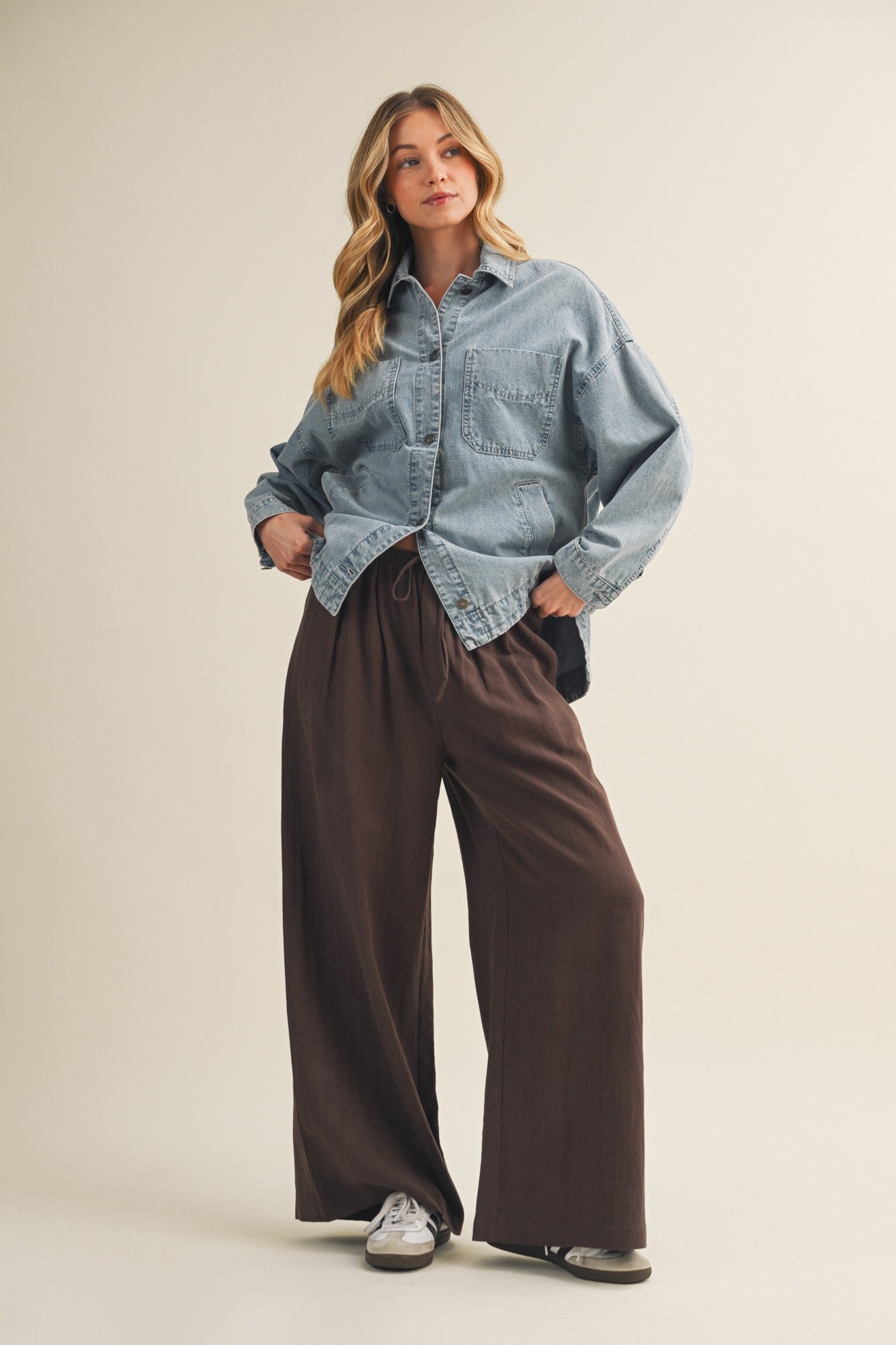Espresso Drawstring Wide Leg Maternity Pants