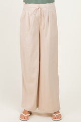 Natural Linen Wide Leg Maternity Pants