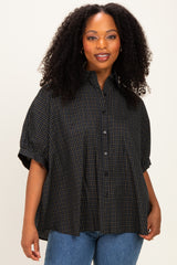 Midnight Oversized Check Plaid Maternity Button Down Shirt