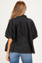 Midnight Oversized Check Plaid Maternity Button Down Shirt