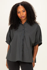 Pine Oversized Check Plaid Maternity Button Down Shirt