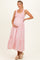 Pink Smocked Striped Sleeveless Maternity Maxi Dress