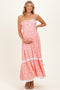 Candy Pink Floral Shoulder Tie Ruffle Detail Maternity Maxi Dress