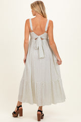 White Polka Dot Back Bow Maternity Maxi Dress