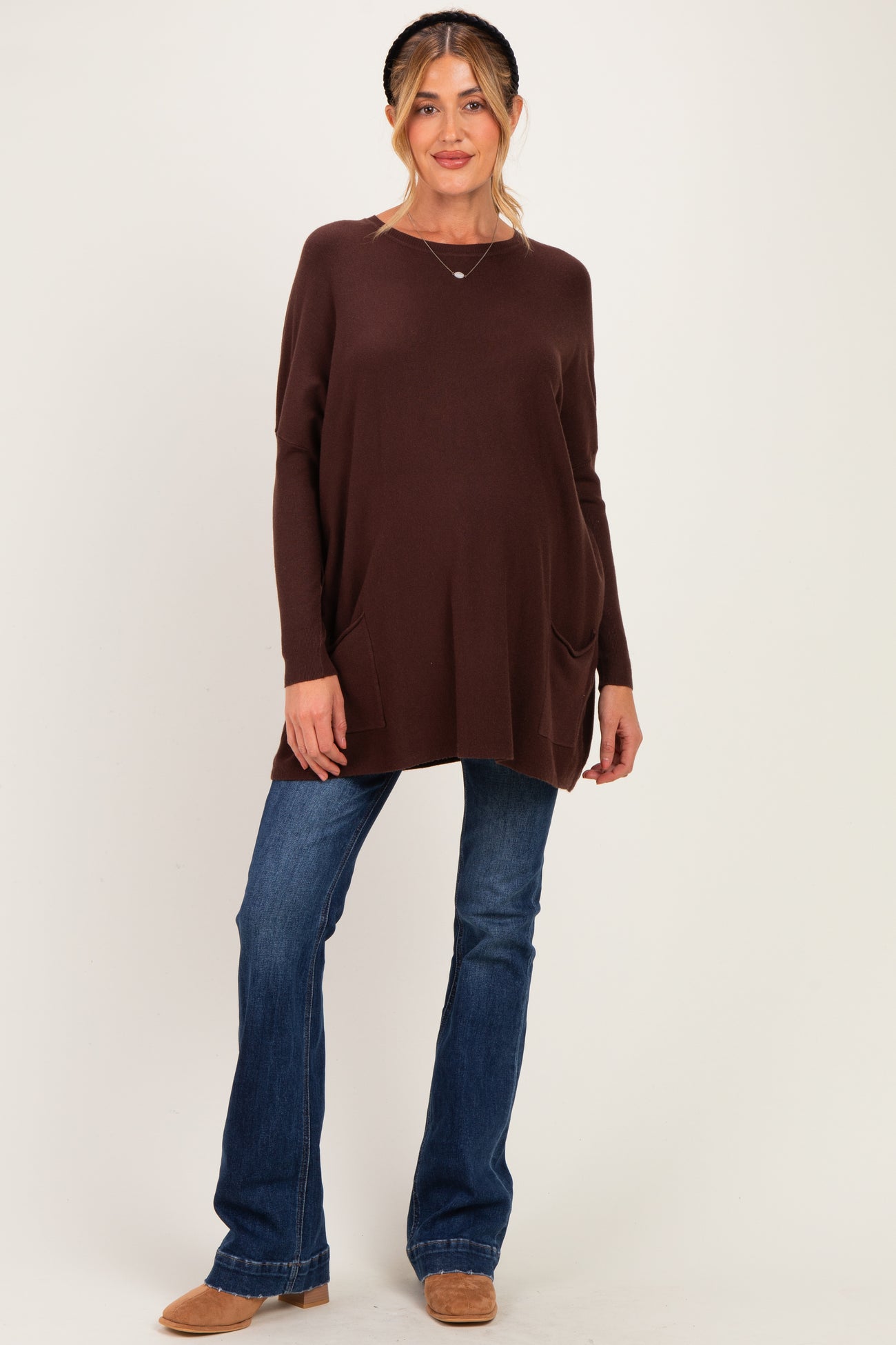 Cacao Oversize Pocket Sweater Top