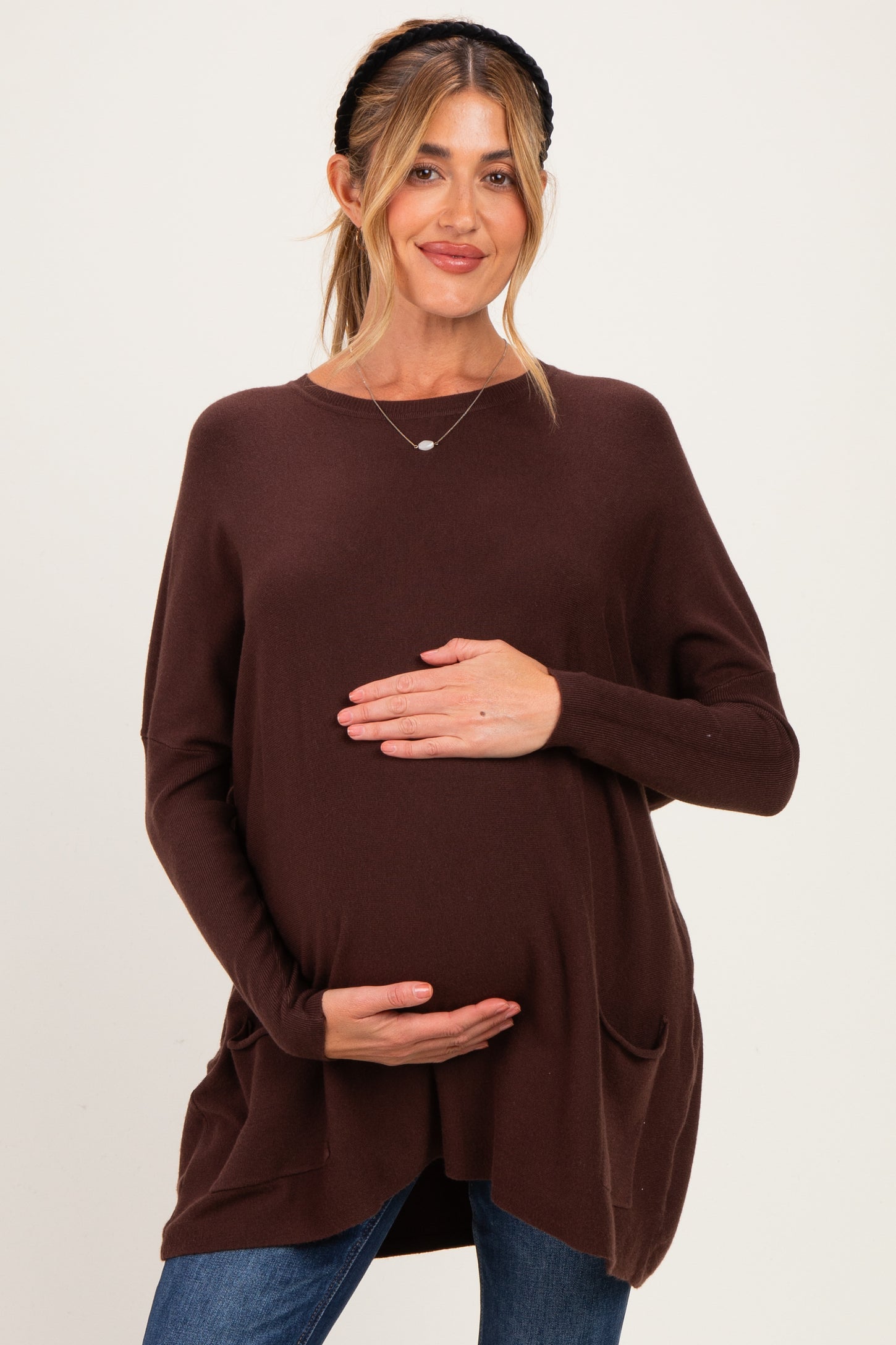 Cacao Oversize Pocket Sweater Top