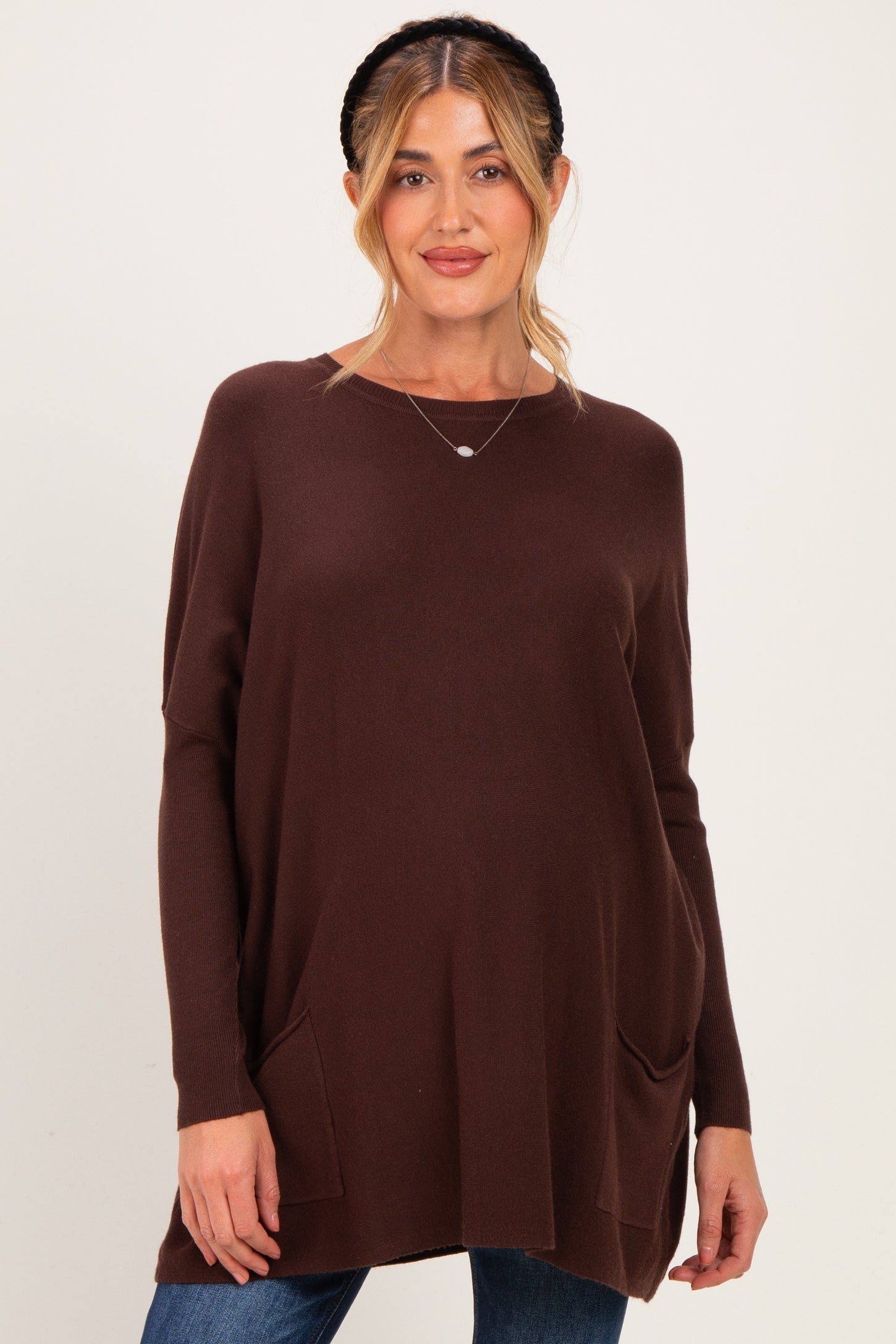 Cacao Oversize Pocket Sweater Top