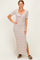 Cream/ Brown Striped Knit Short Sleeve Maxi Dress