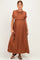 Mocha Ruffle Trim Maternity Maxi Dress