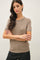 Heather Mocha Basic Short Sleeve Sweater Top