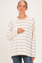 Taupe Striped Oversized Maternity Long Sleeve Top