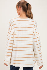 Taupe Striped Oversized Maternity Long Sleeve Top