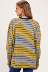 Chartreuse Striped Oversized Crewneck Maternity Long Sleeve Top