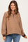 Khaki Striped Long Sleeve Maternity Polo Shirt