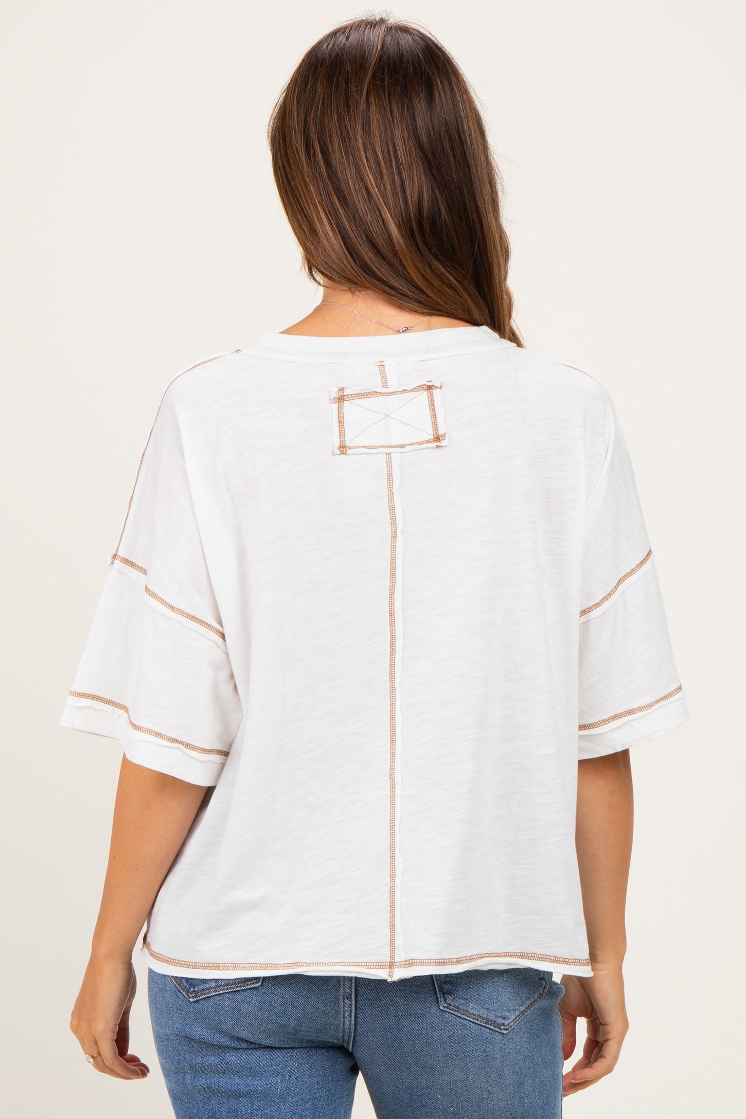 White Slub Knit Oversized Button Up Maternity Top