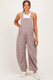 Brown Pinstriped Barrel-Leg Maternity Overalls