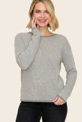 Grey Striped Waffle Knit Maternity Sweater