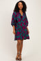 Teal Floral Velvet Dress