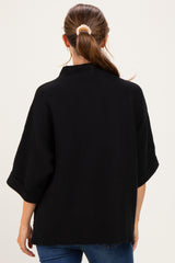 Black Mock Neck Dolman Short Sleeve Maternity Top