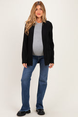 Black Mini Waffle Knit Maternity Sweater Cardigan