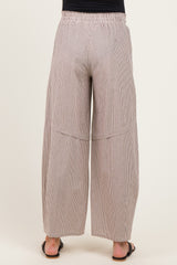 Chocolate Striped Cotton Barrel Leg Maternity Pants