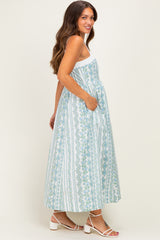 French Blue Column Floral Print Maternity Maxi Dress