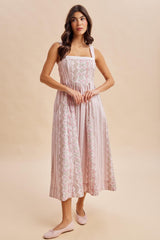 Pink Peony Column Floral Print Maxi Dress
