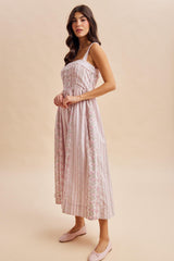 Pink Peony Column Floral Print Maxi Dress