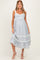 Vintage Blue Lace Floral Tie Back Maternity Midi Dress