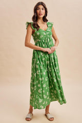 Fern Floral Ruffle Strap Maxi Dress