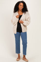 Oatmeal Chunky Knit Bubble Sleeve Cardigan