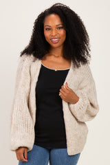 Oatmeal Chunky Knit Bubble Sleeve Cardigan