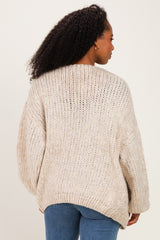 Oatmeal Chunky Knit Bubble Sleeve Cardigan
